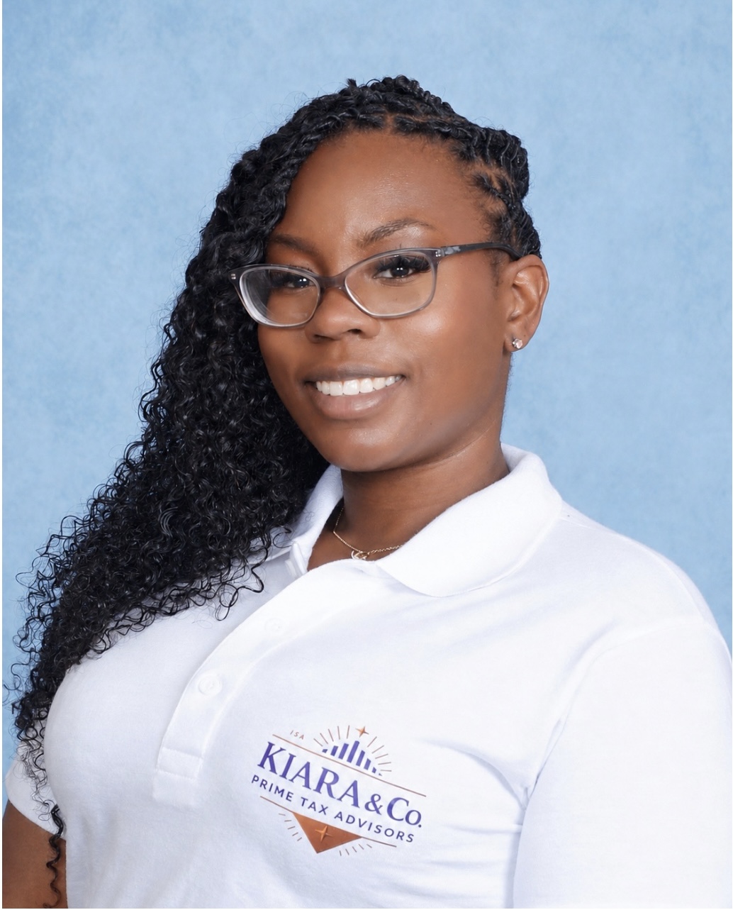 Kiaira wearing Kiaira & Co. Prime Tax Advisors branded apparel